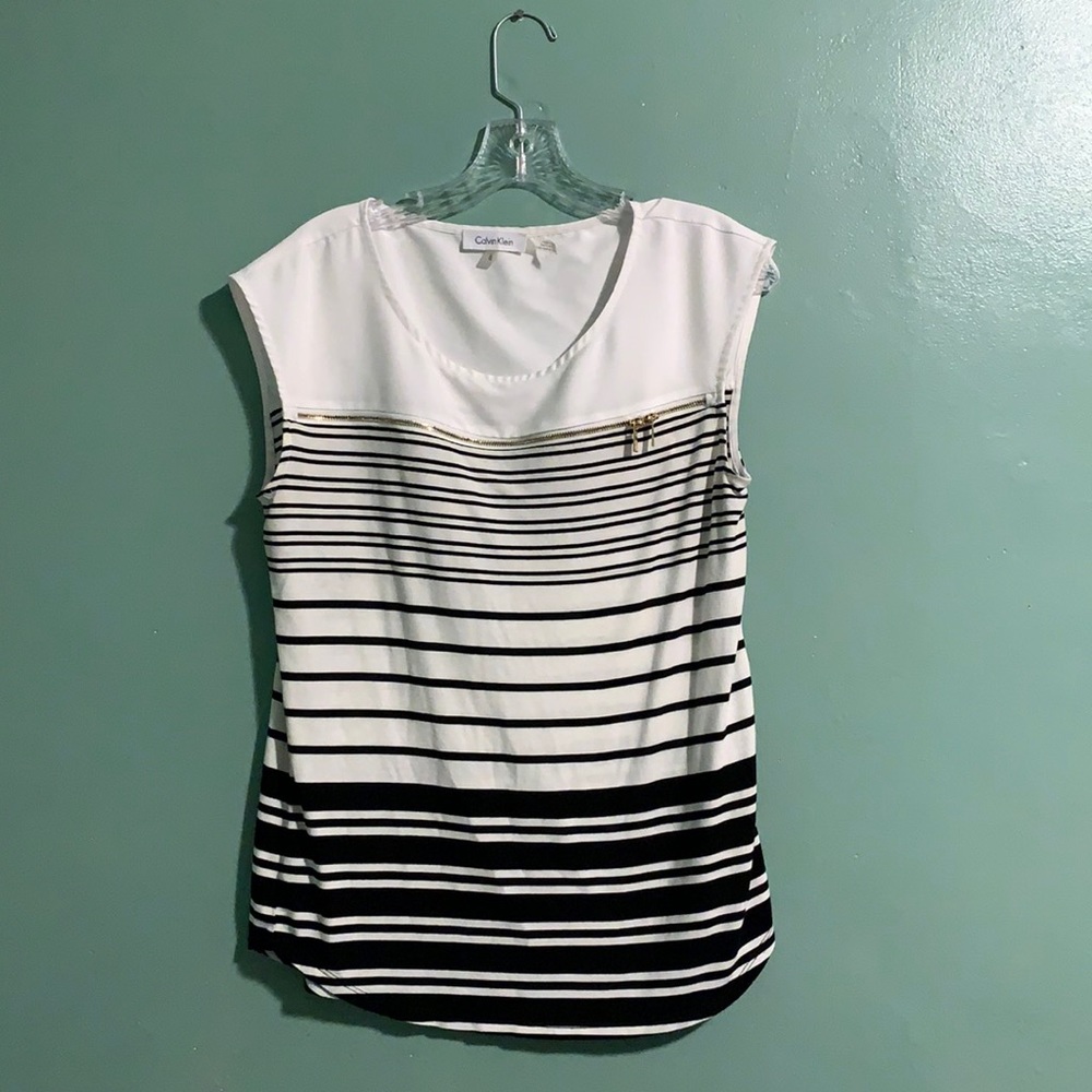 Calvin Klein Black and White Striped Shirt